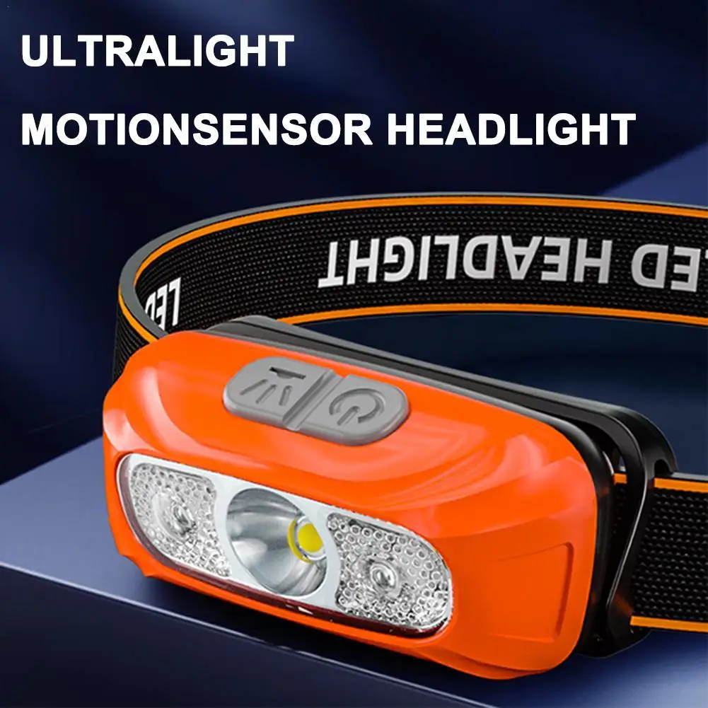 Rechargeable Headlamp Flashlight Bright LED Waterproof Motion Sensor Headlights Emergency Head Lamp Camping Fishing Head Light