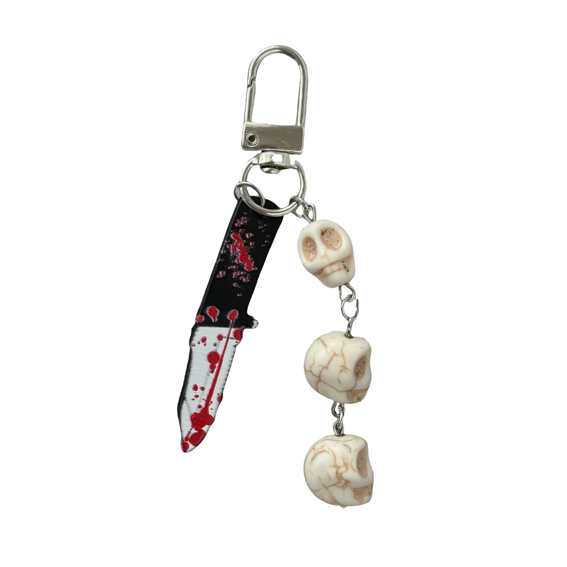 هالوين الظلام نمط سكين دموي الجمجمة قلادة المفاتيح رئيس العظام سلسلة الهاتف الحبل حقيبة الشنق زخرفة شخصية الطرف