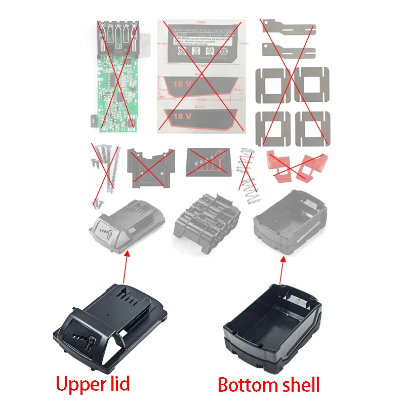 For M18-10 Battery Case Assembly Parts For Milwaukee 18V 48-11-1815 Lithium Battery Upper Cover Back Case Enclosure Accessories