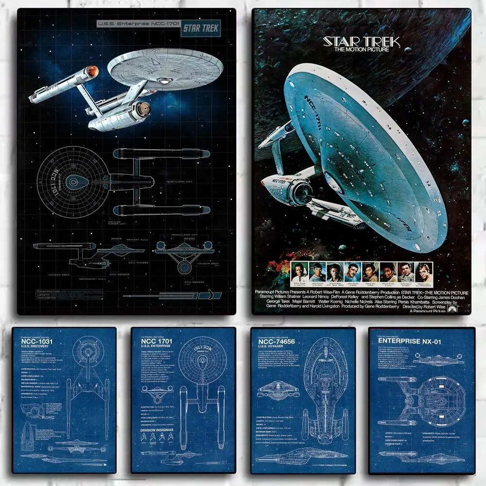 Spaceship Design S_Star T_Treks Poster Decorative Wall Art Stickers Mural Photo Print for Home Living Room Hallway Decor Gift