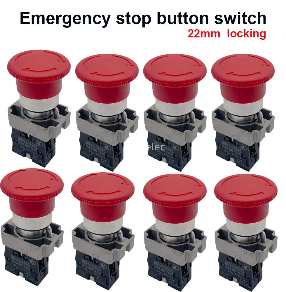 

10PCS Emergency stop button switch XB2542 self-locking stop XB2-BS545rotation reset mushroom head normally open normally closed
