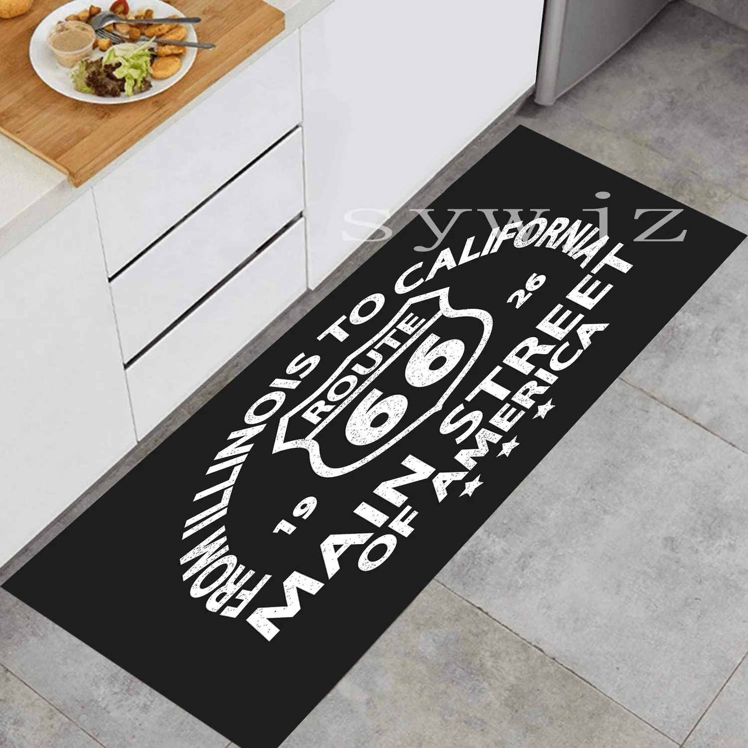 Route 66 Design Kitchen Floor Mat Entrance Doormat Home Decor Carpet for Living Room Bedroom Rugs Anti-slip Bath Mat