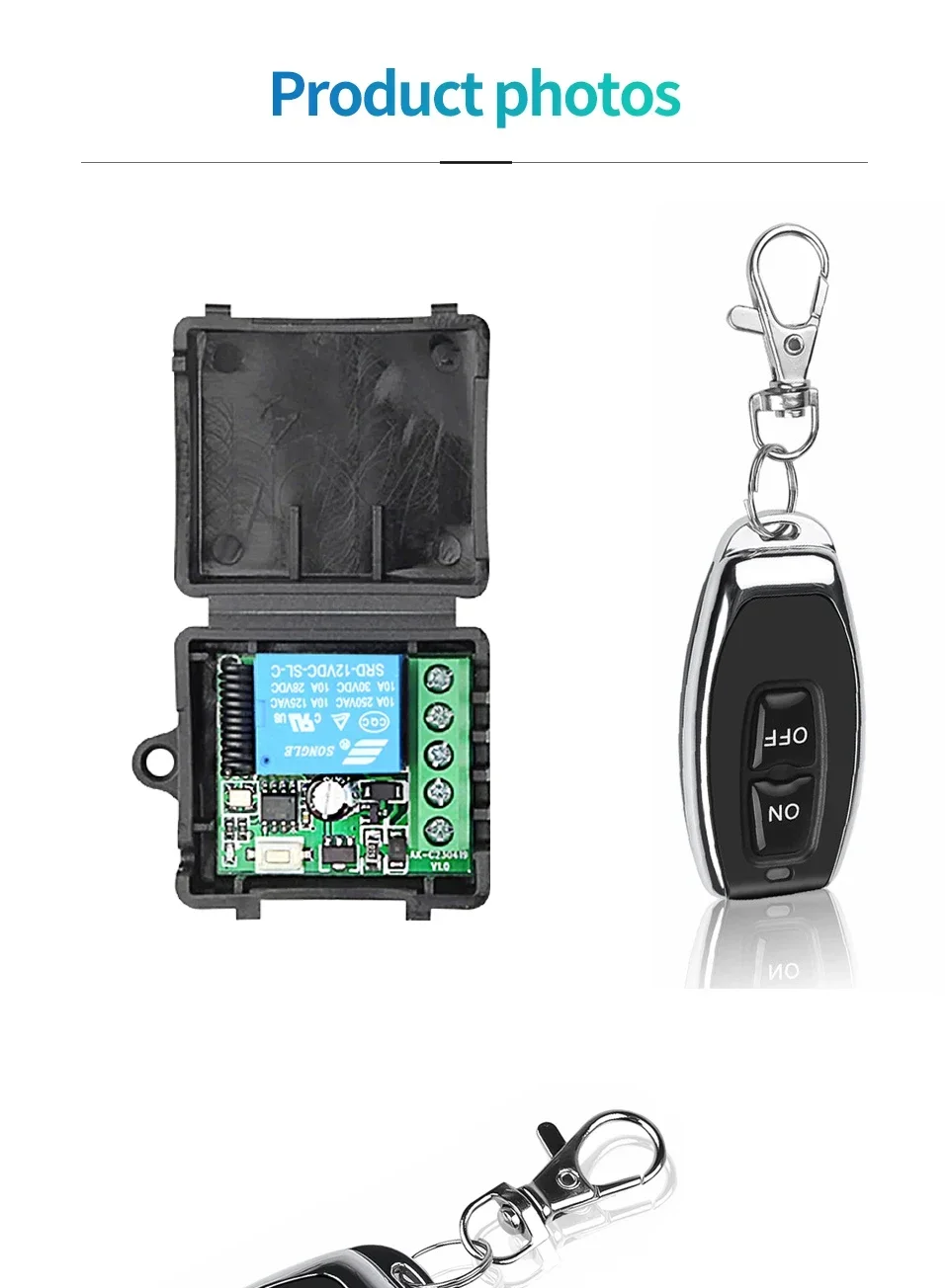 KEBIDUMEI Fernbedienung RF433Mhz Drahtloser Lichtschalter DC12V 1CH 10A Relais Empfänger Sender für Garagentorschloss DIY Modul – Detail 10