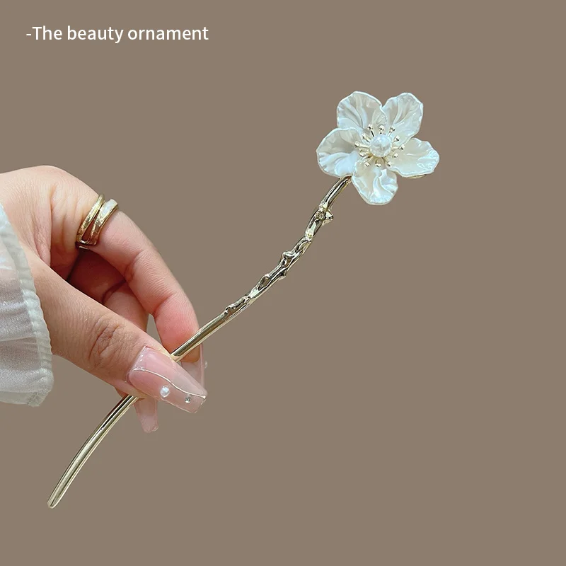 Chinese Style Gardenia Metal Hairpin High-grade Cheongsam Plate Hairpin Children's Headwear