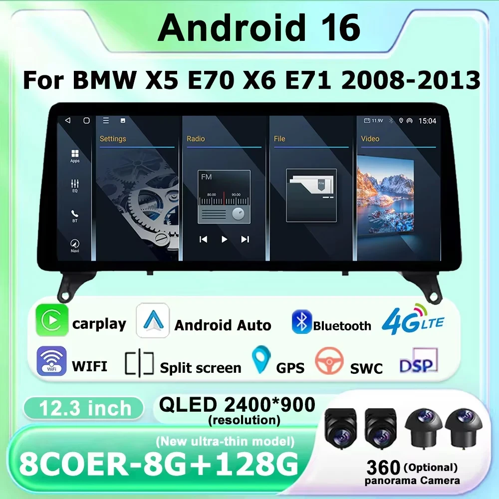 

Беспроводной Carplay для BMW X5 E70 X6 E71 2008-2013 CCC CIC System Android 16 Автомобильный радиоприемник Мультимедийный плеер GPS Navi WiFi Стерео