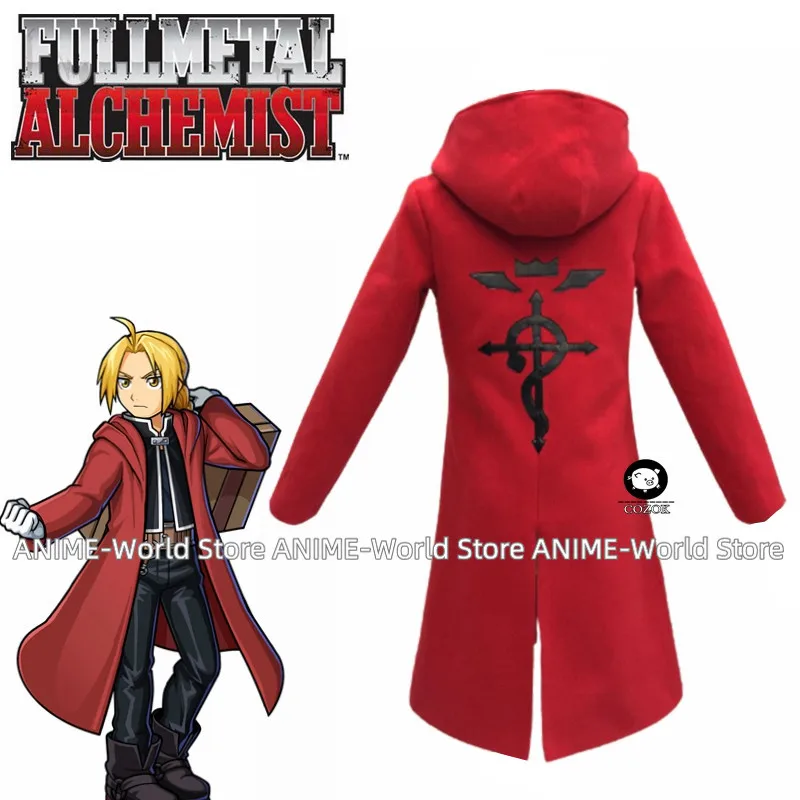 

Anime Full Metal Alchemist Cosplay Edward Elric Costume FullMetal Alchemist hooded coat Custom Made