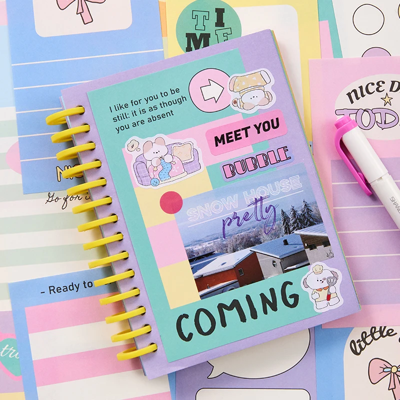 100 pcs Kawaii Creative Notepad Memo Pads Planner Office School Stationery Adhesive Decoration Books Stationery Supplies