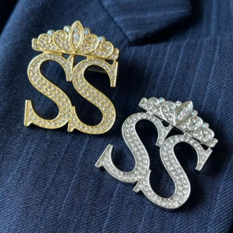 Elegant Fashion Brooch Double S Letter Mens Suit Pin Office Style Women Jewelry Gift
