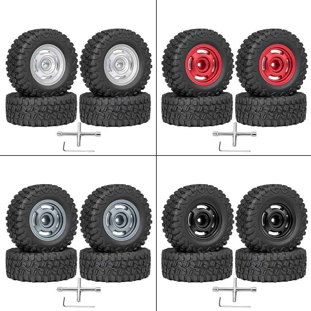

4pcs 65mm 1.3" Metal Beadlock Wheel Tire Set For 1/18 1/24 RC Crawler Car TRX4M SCX24 AX24 FCX24 Upgrade Parts