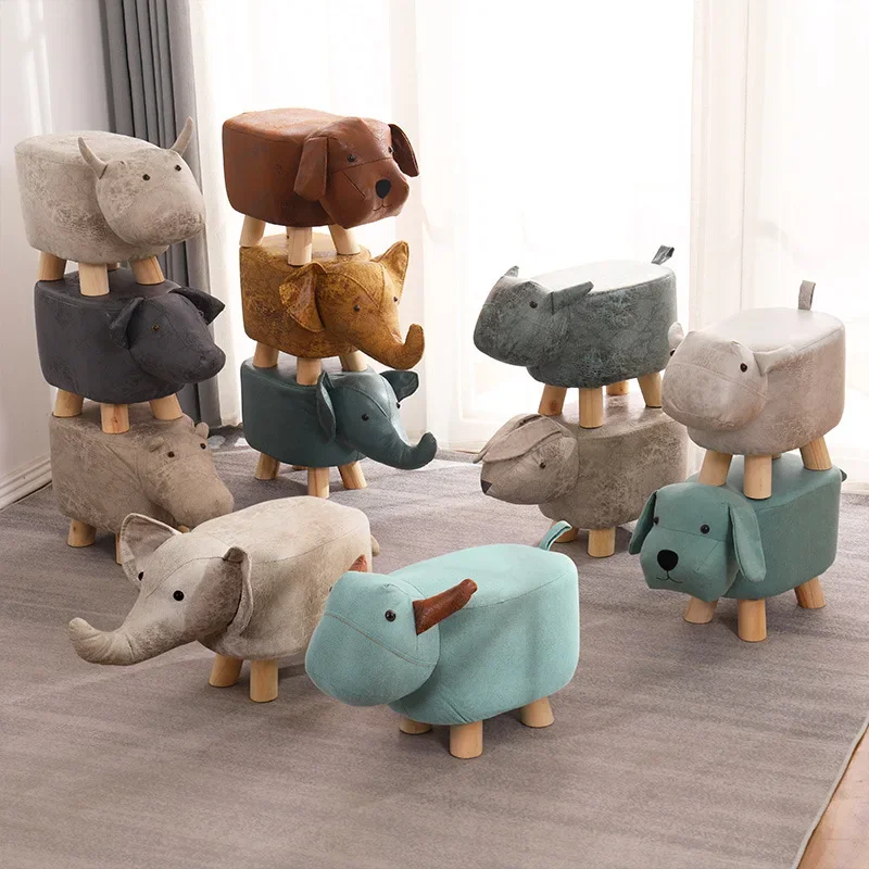 

Cartoon Animal Children's Stool Nordic Gaming Wooden Bedroom Living Room Decorative Stools Furniture Pet Chair Step Stool