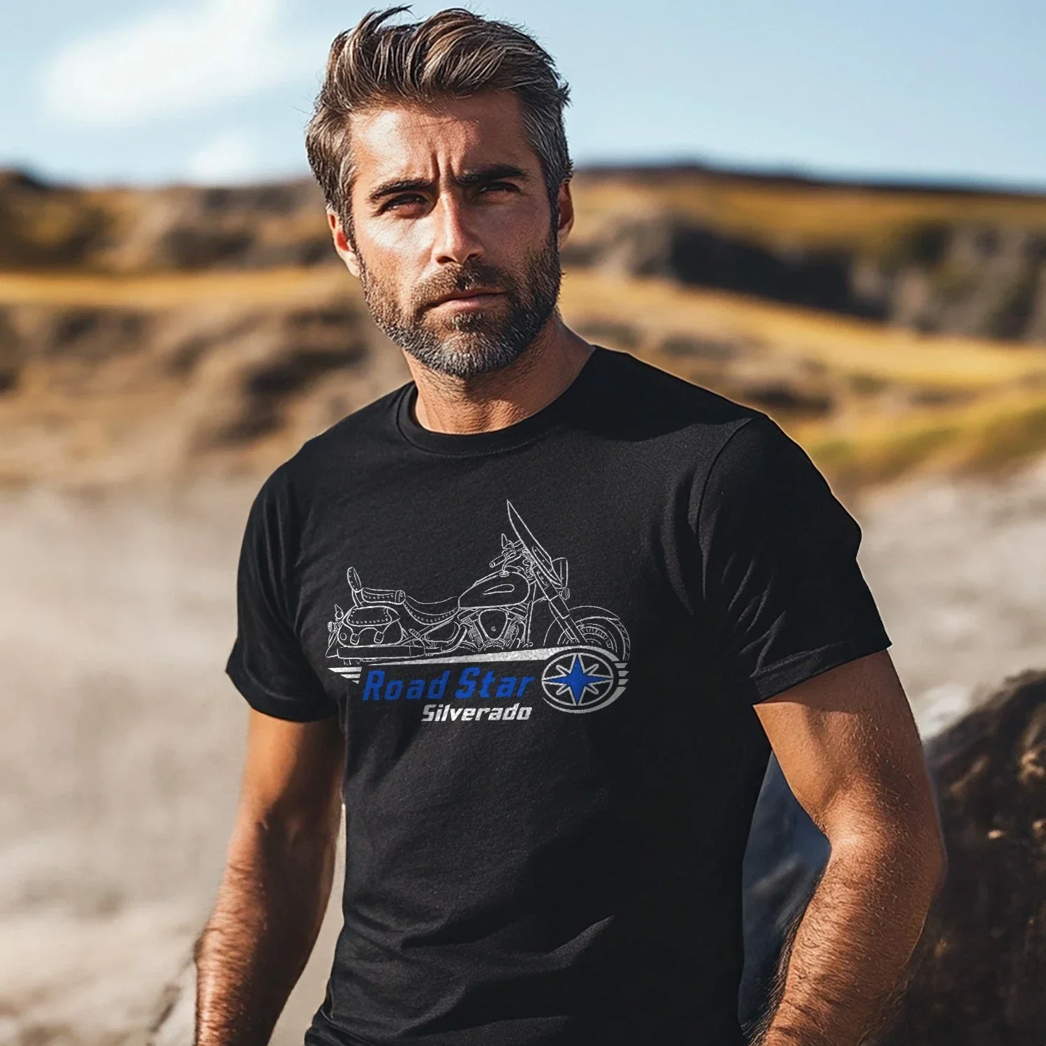 

2025 summer Casual Men 100% Cotton T Shirt Road Star Silverado (XV1600AT) T-shirt motorcycle Graphic Summer Cool Tee