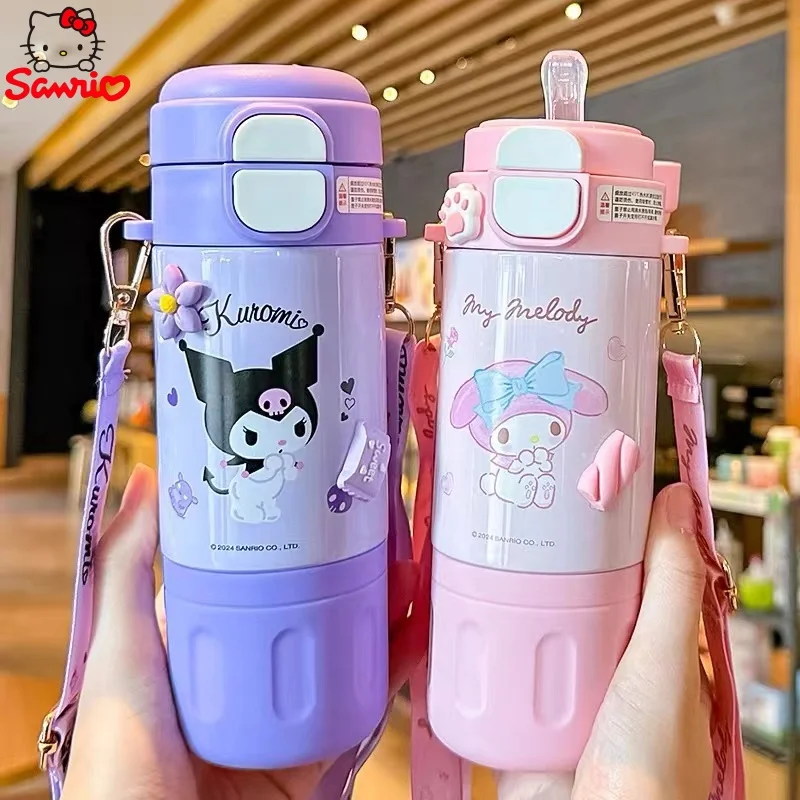 Cartoon Kettle Large Capacity Double Drink Cartoon Cup Sanrio Authorized Thermos Cup Disney Cup Straw Cup Water Bottle Gift