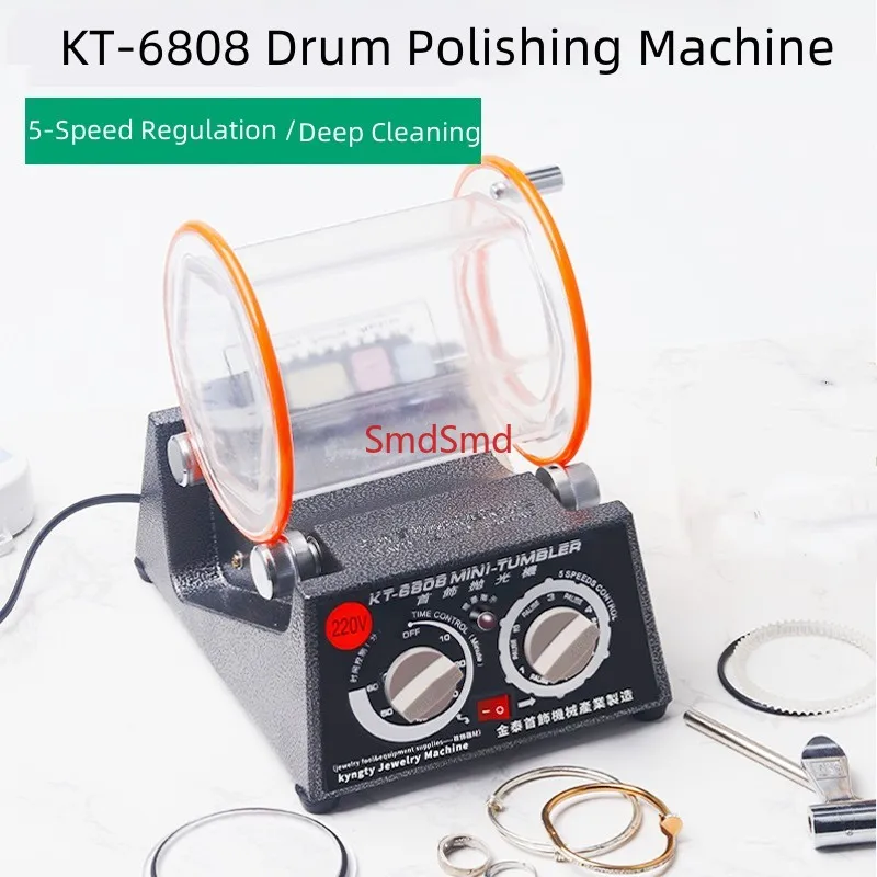 3kg Rotary Tumbler Polishing Machine Mini Drum Polisher for Jewelry Making Stone Grinding Metal Finishing Hardware Cleaning Tool