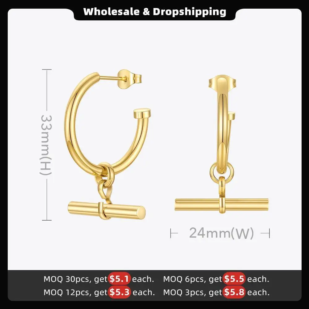 ENFASHION Stick Bar Dangle Earring For Women Stainless Steel Kolczyki Earings Gold Color Fashion Jewelry 2021 Gifts E211237