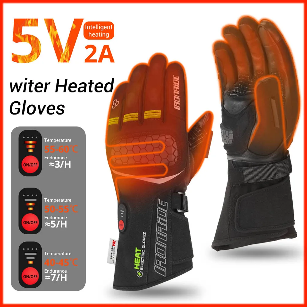 

NVIU Heated Motorcycle Gloves Winter Waterproof Charging Gloves Warm Heating Touch Screen Skiing Motorbike Winter racing Glovesr