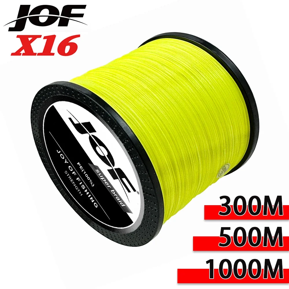 JOF Braided Fishing Lines X16 Multifilament Smooth PE Line Drag 25~200LB for Bass Pike Carp Fishing Accessories 1000/500/300M