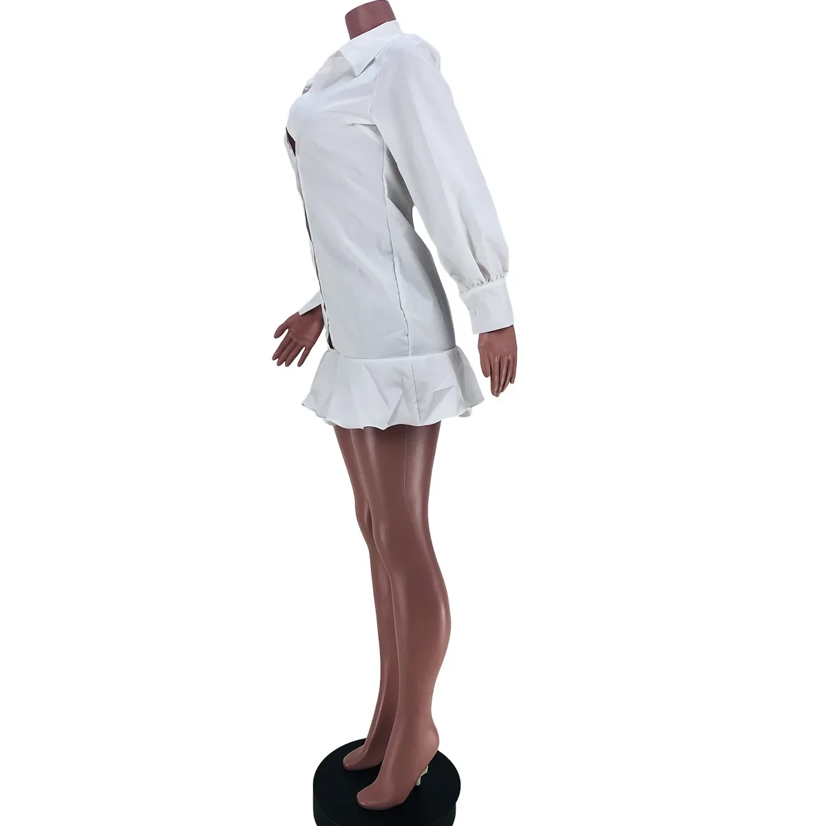 فستان أبيض أنيق بأكمام طويلة من XTOCEAN للنساء للخريف والشتاء برقبة بولو واحدة الصدر مكشكشة فستان مثير للحفلات المسائية