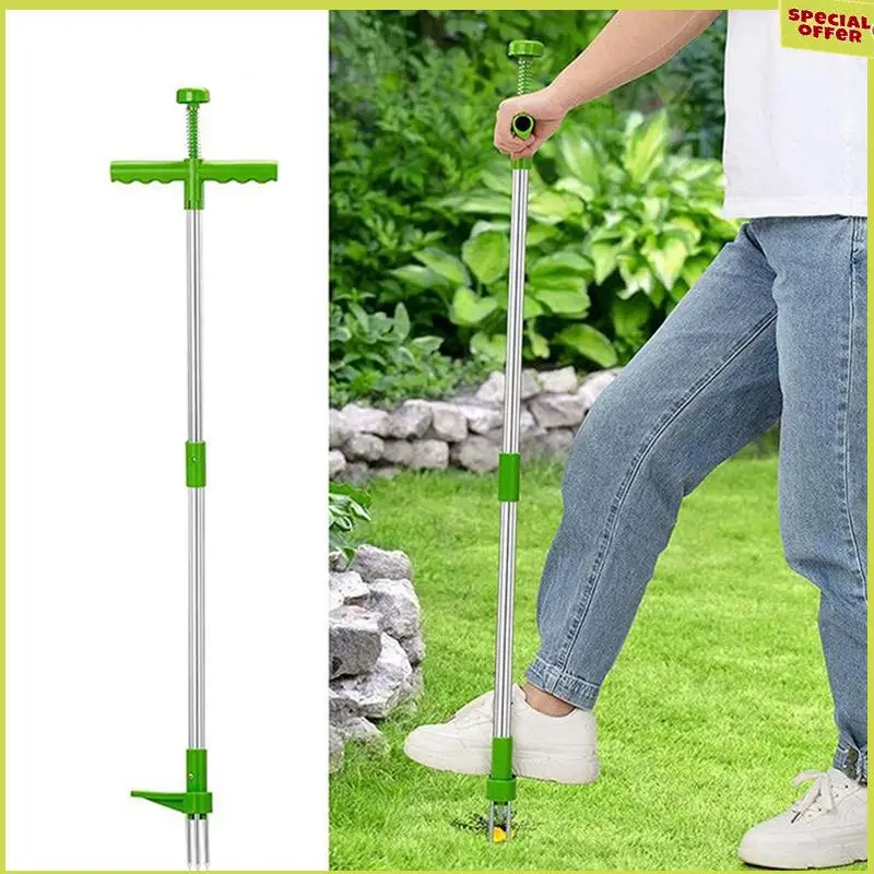 A34r ferramenta extrator de ervas daninhas manual ferramenta de capina + alça longa levante-se ferramenta de capina de jardim resistente para jardim