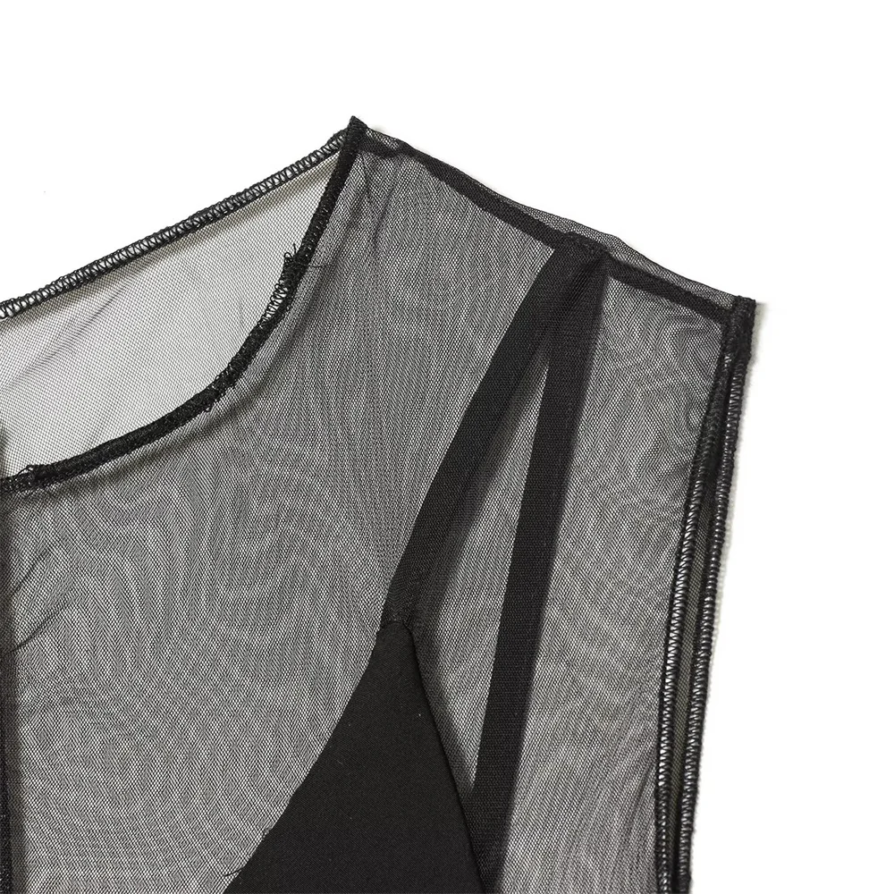 Robe longue sensuelle pour femmes, nouveau Design français, col rond, sans manches, tempérament élégant, Perspective, hiver