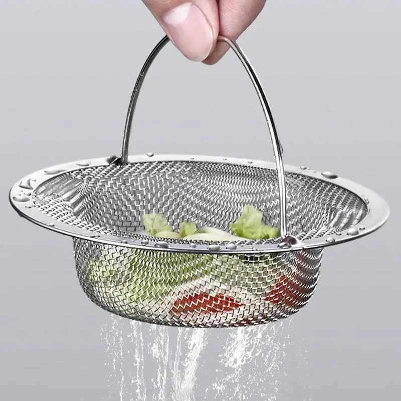 2PCS/4PCS Stainless Steel Kitchen Sink Filter Kitchen Garbage Food Residue Dishsink Filter With Handle Metal Sink Strainer