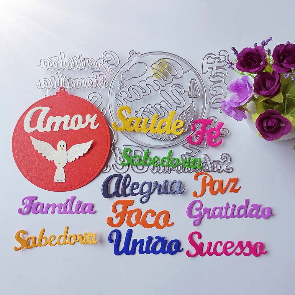 

12 Portuguese Phrases Round Hang Tag cutting dies scrapbook decoration embossed photo album decoration card making DIY crafts