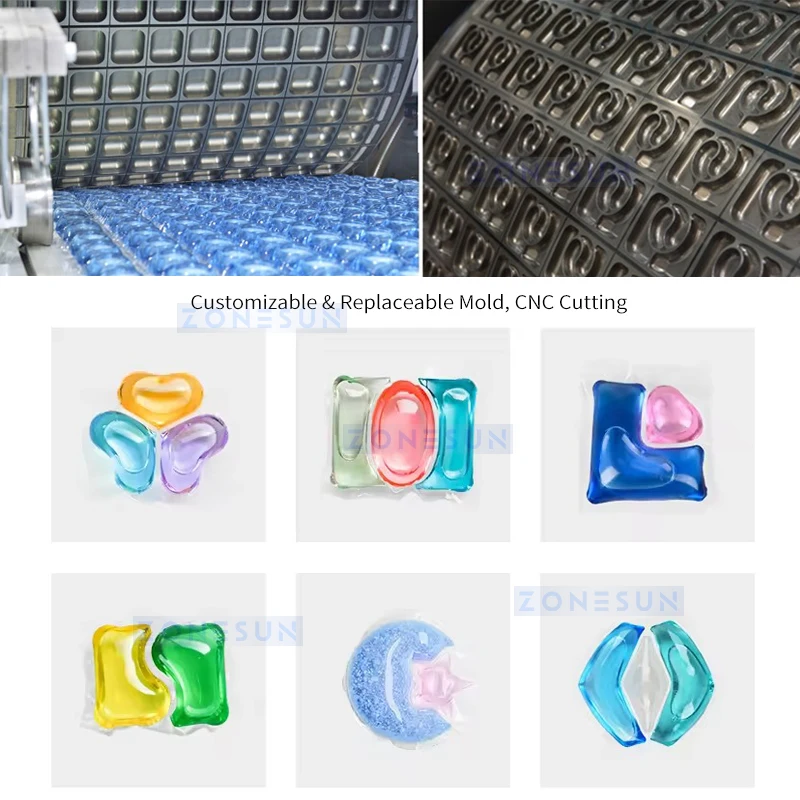 ZONESUN Автоматические стручки для стирки Paker Стручки для стирки Водорастворимые стручки для моющего средства Упаковочное оборудование ZS-NZC350