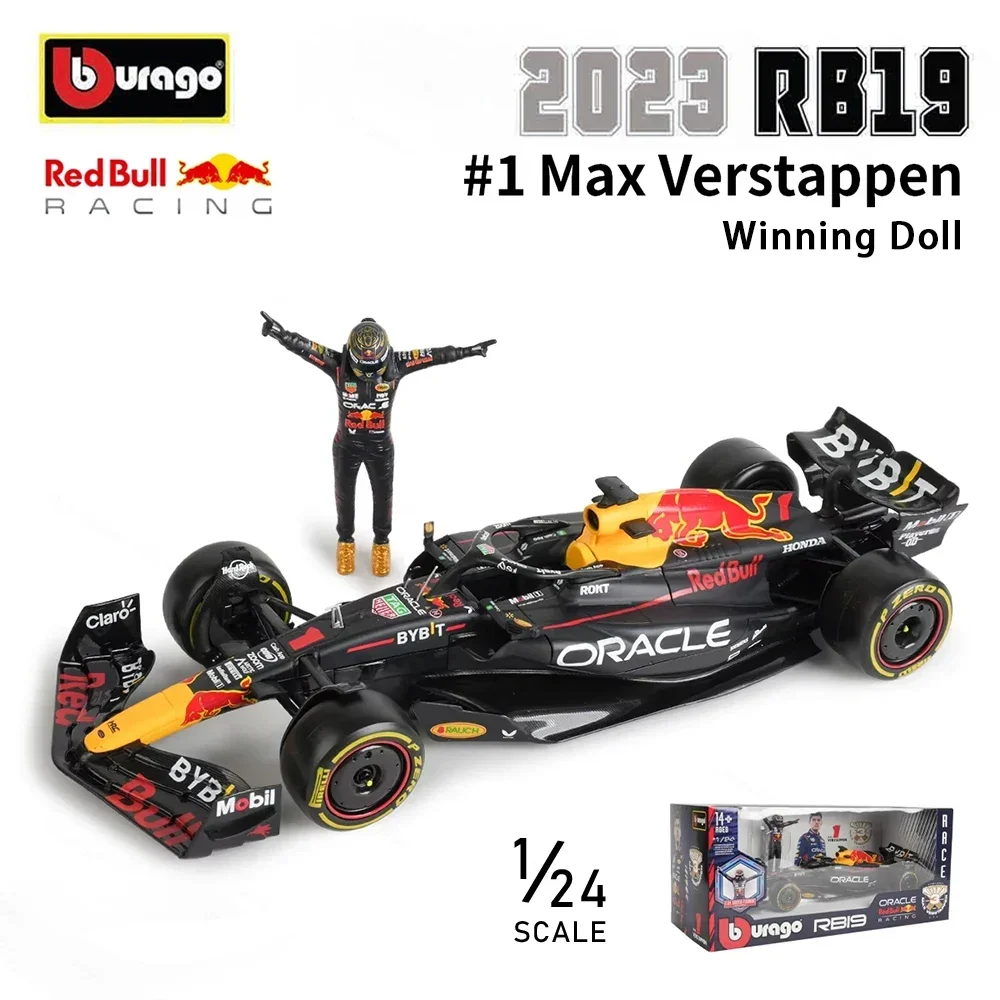 Bburago 1:24 Oracle RB19 Red bull Racing 2023 #1 Max Verstappen F1 Driver Figure Alloy Die Cast Car Model Toy Collection Gift