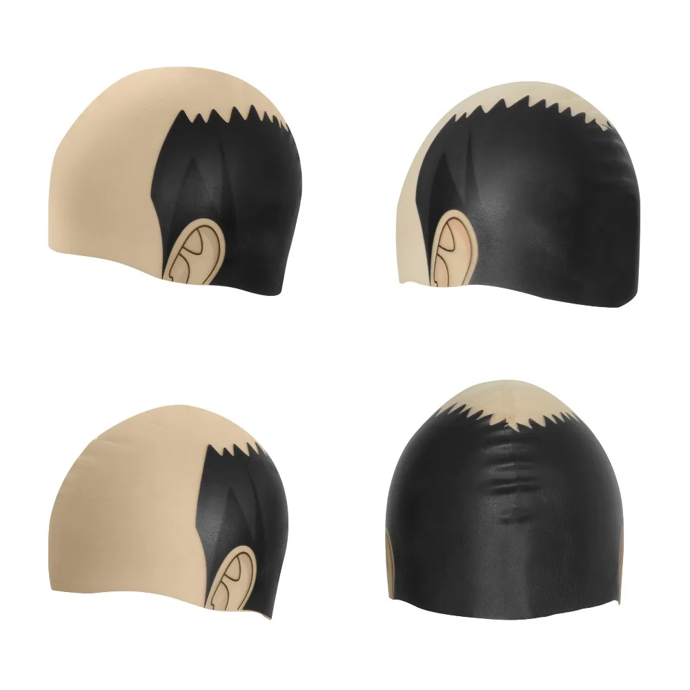 Waterproof Bald Head Swim Cap High Stretch Comfortable Silicone Swimming Hat Super Elastic Anti-Slip Funny Swim Cap Water Sports