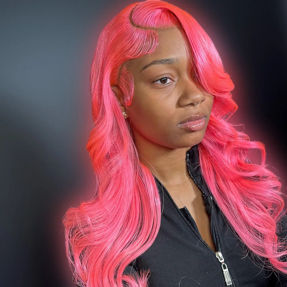 

Baby Pink 13x4 Lace Front Wigs 100% Human Hair Quality Colored Transparent Lace Frontal Wig Pre Plucked Human Hair Wigs 34 36