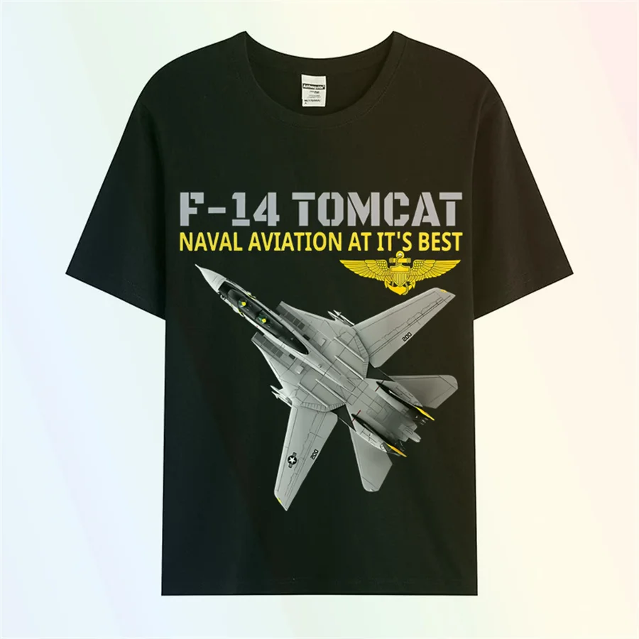 

F-14 Tomcat in action. Maritime aviation at its best. Men's T-shirt Short Sleeve Casual Cotton O-Neck Summer Shirt