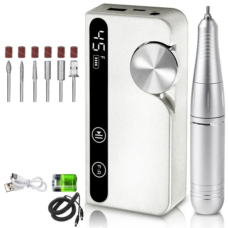 

ABMH-Professional 45000RPM Electric Portable Nail Drill Machine Rechargeable Low Noise Nail Sander File