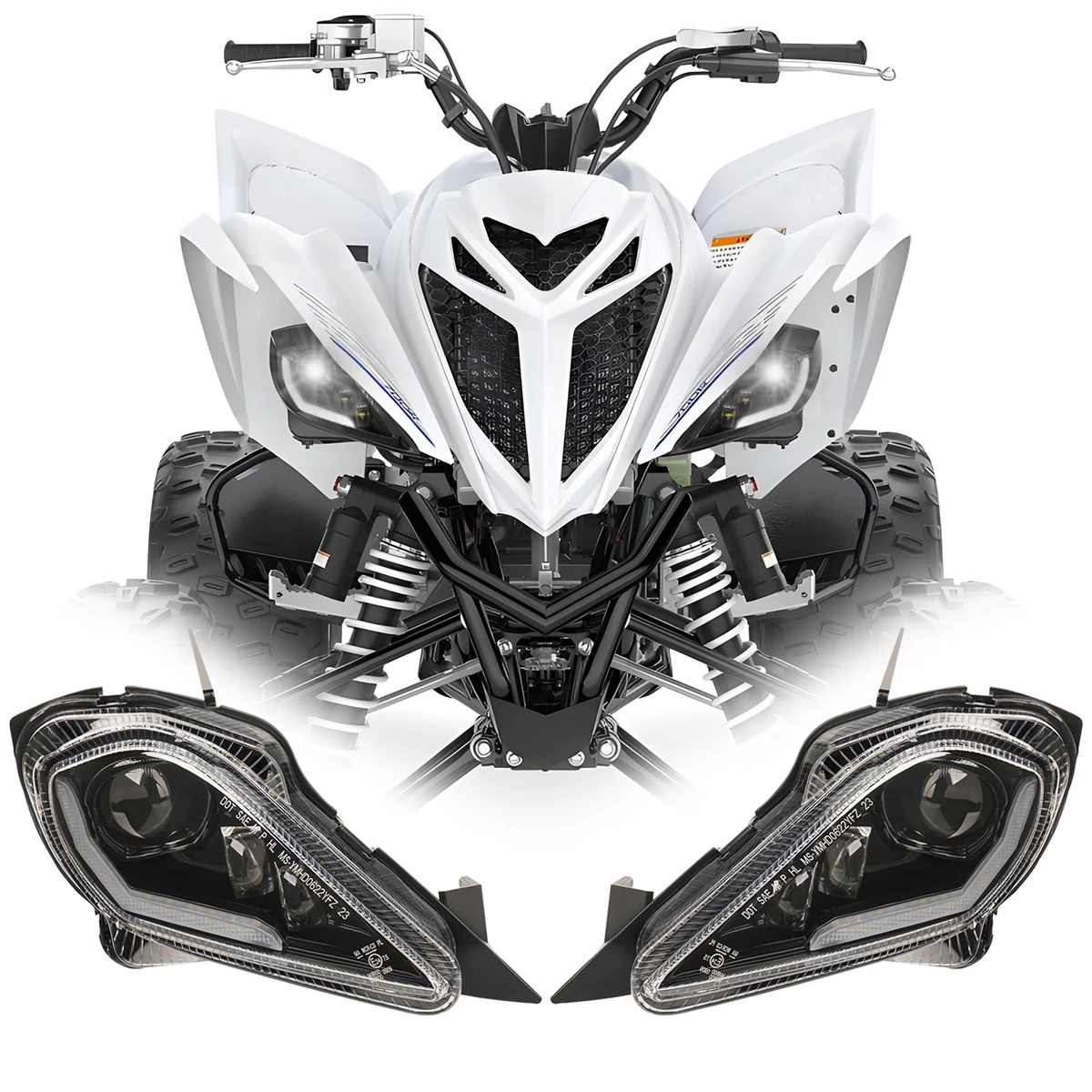 

Светодиодная фара для квадроциклов с ДХО и указателем поворота для Yamaha Raptor 250 350 700 700R YFZ450 YFZ450R YFZ450X YFZ450V Wolverine 350 450