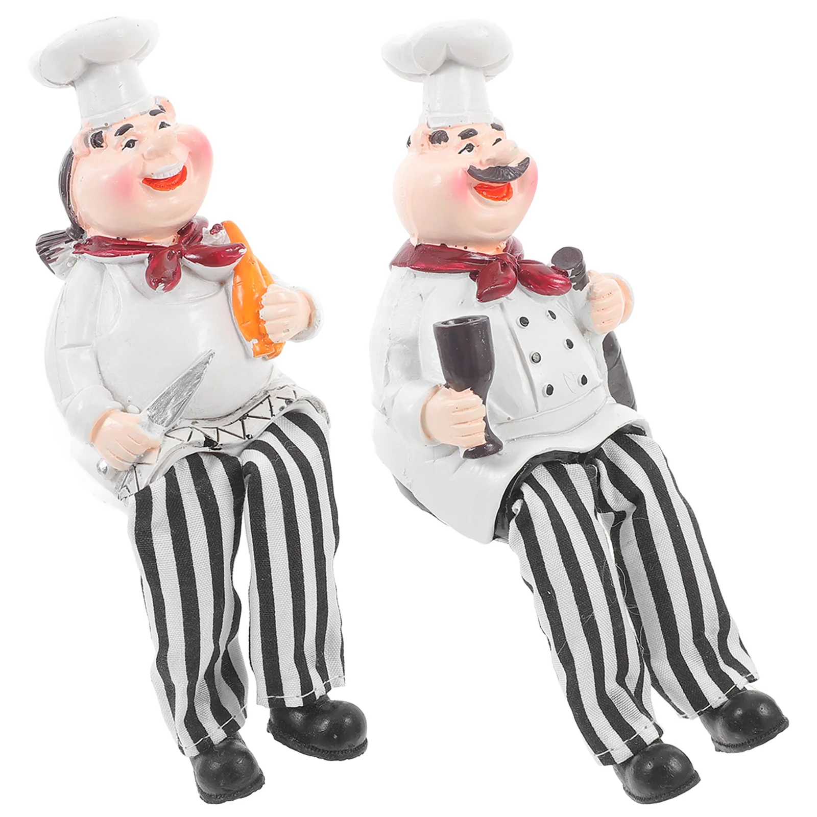 2 Pcs Chef Ornaments Creative Resin Products Crafts Sculpture 1500X650X500CM Small Model Room Decoration Statue Lovers