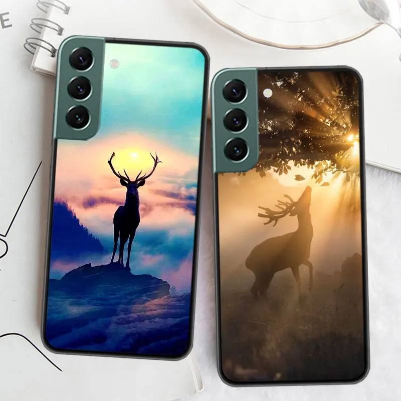 جراب هاتف كامو لصيد الغزلان ، غطاء سيليكون ناعم ، Galaxy S20 FE ، S21 Plus ، S22 ، S23 ، S24 Ultra ، S10 ، S10E ، S9 ، S8 ، S7 Edge ، Coq