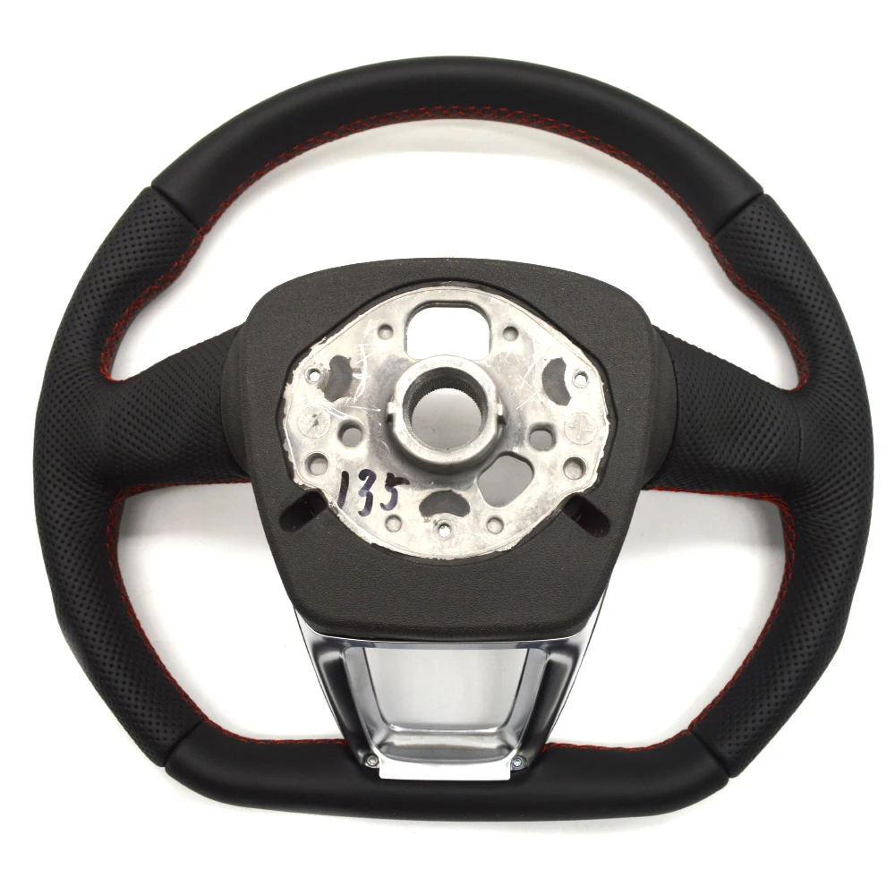 Red stitching steering wheel For Audi Q5 FY full leather perforated steering wheel