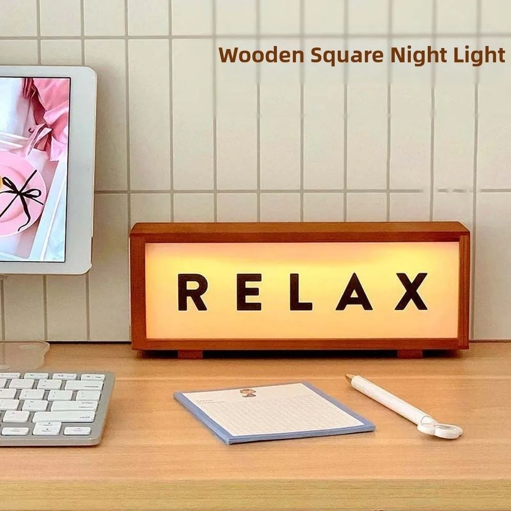 

USB Wooden Acrylic Night Light Warm Light Glowing Effect Sleeping Lamp Acrylic Plastic Light Walnut Color Desktop Ornament Lamp