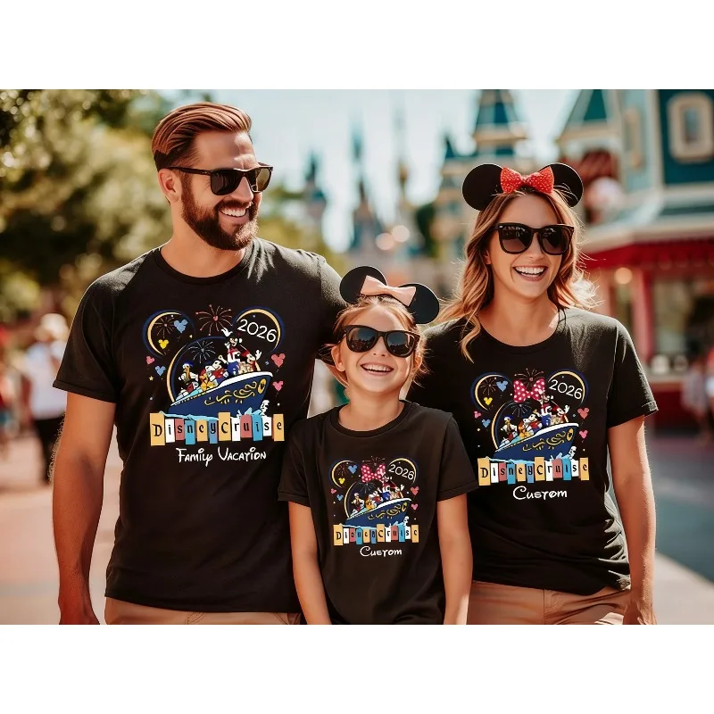 

Новая хлопковая футболка 2026 года с принтом «Замок и персонажи» в стиле ретро, высококачественная, оверсайз, унисекс, повседневная, для лета