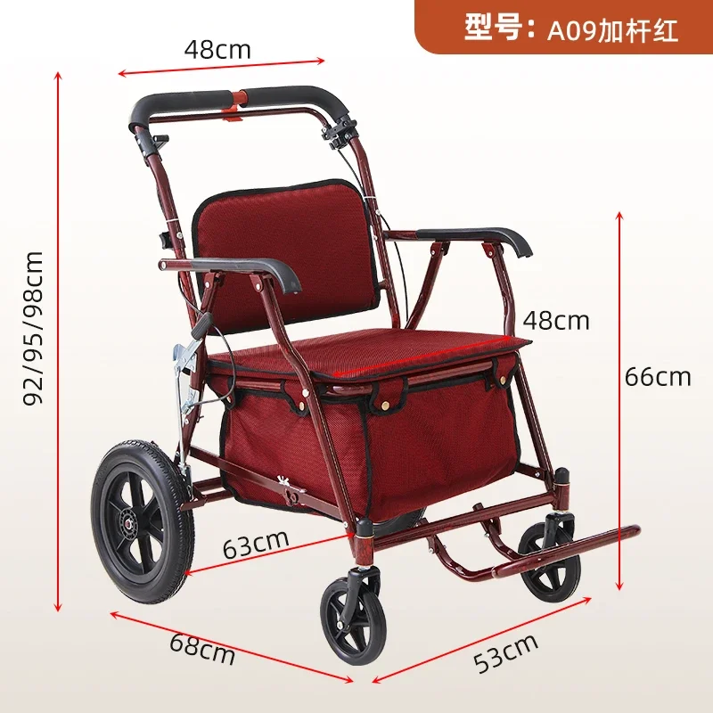 Installation-free widening, enlarged elderly shopping cart folding, four-wheel hand push