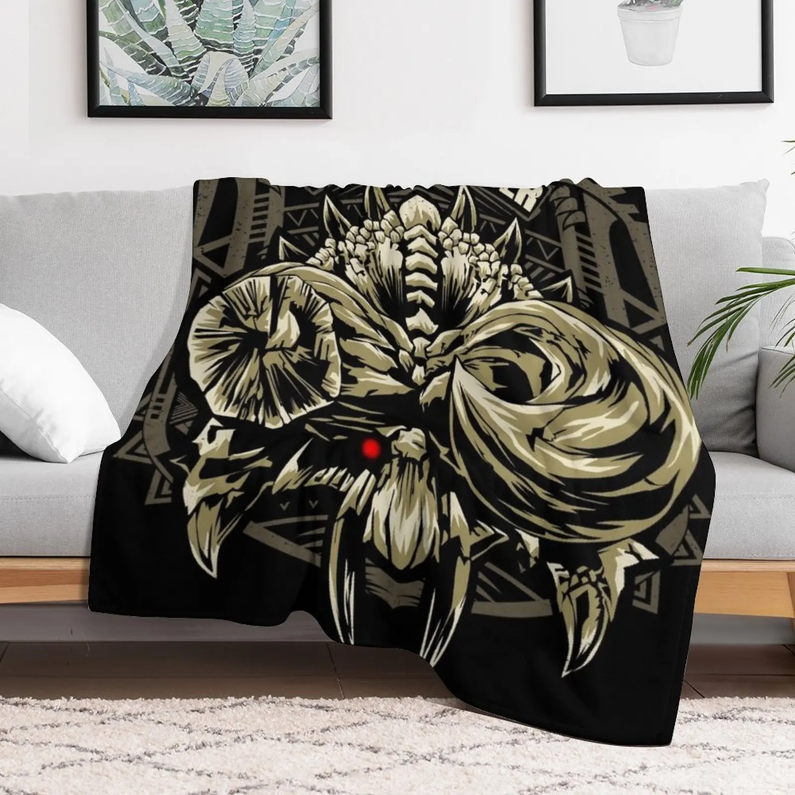 Diablos Monster Hunter Throw Blanket Warm Shaggy Blankets