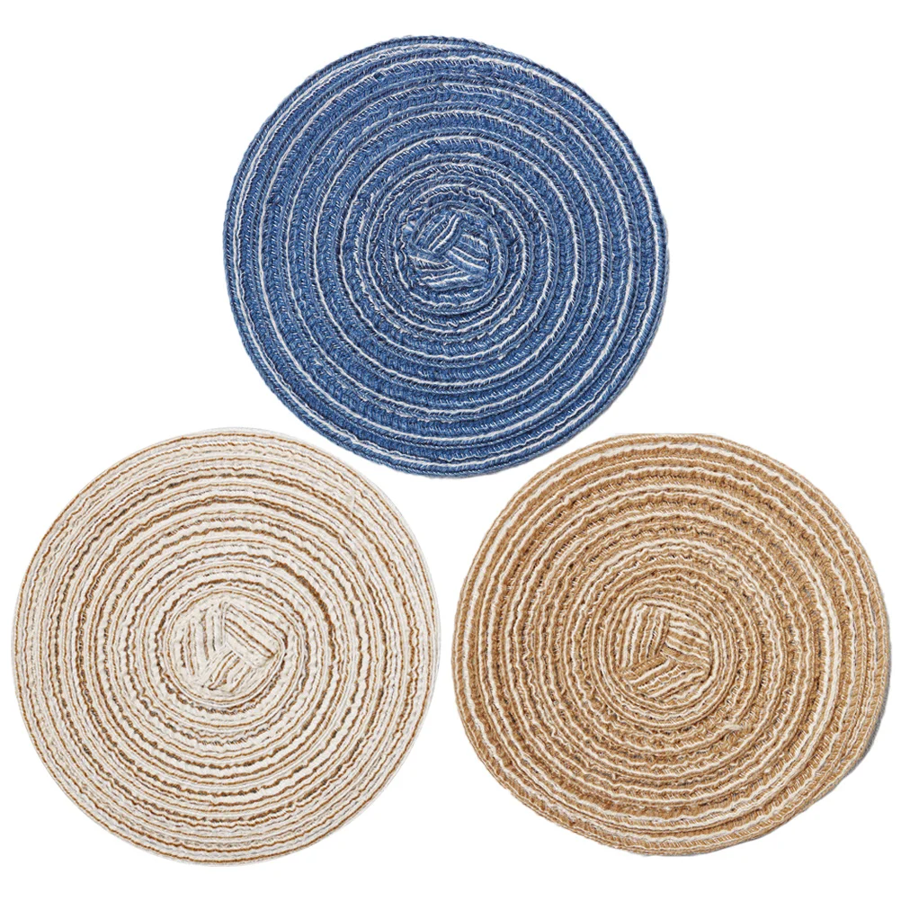 

3 Pcs DIY Mini House Ornament Rug Accessories Little Miniature Door Mat Floor Handmade Cotton Thread Carpet
