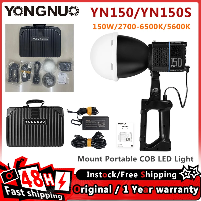 instock YONGNUO YN150 /S 2700-6500K 150W Mini Bowens Mount Portable COB LED Continuous Light for Portrait Wedding Film Shooting