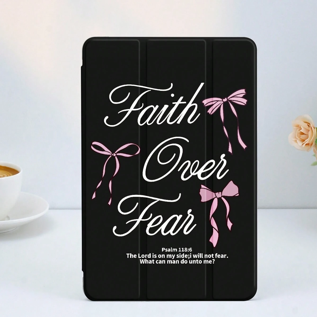 

"faith over fear" pink Bow PAD CASE For iPad pro 10/11/2020/6th/7th /8th /Air 3rd/Air 4th/9th gen/Air 5th Gen 2022/Air 11