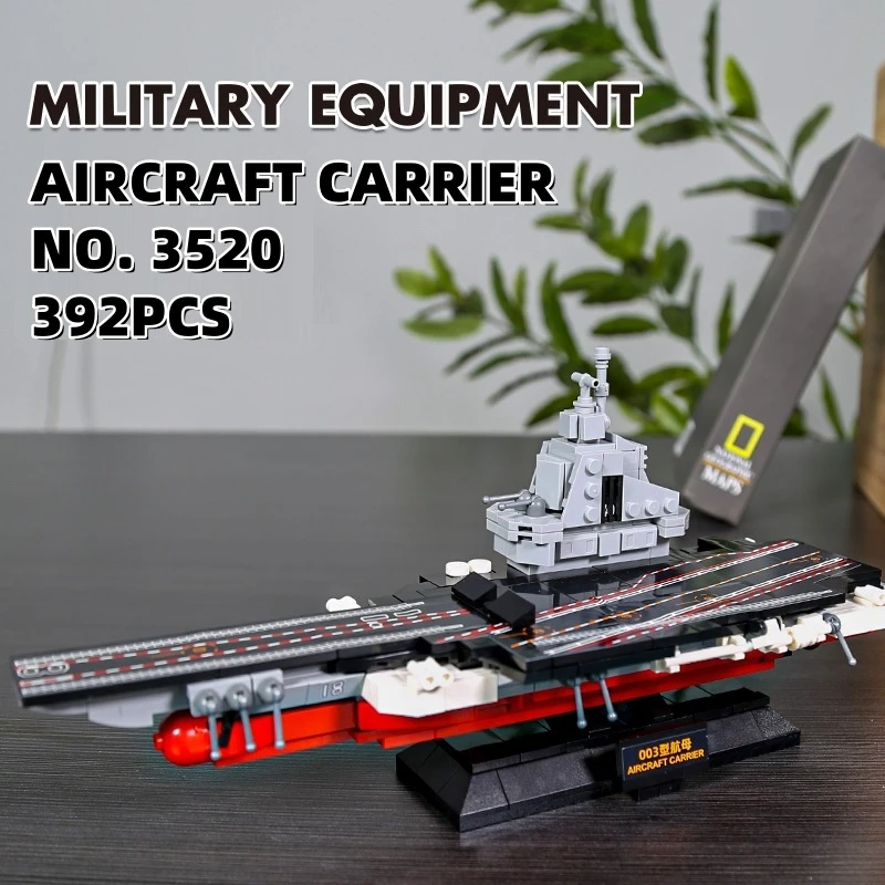 

392PCS Military Model The type 003 Aircraft Carrier Building Blocks Small Particle Assembly Toys WW2 Construction Kits Brick Toy