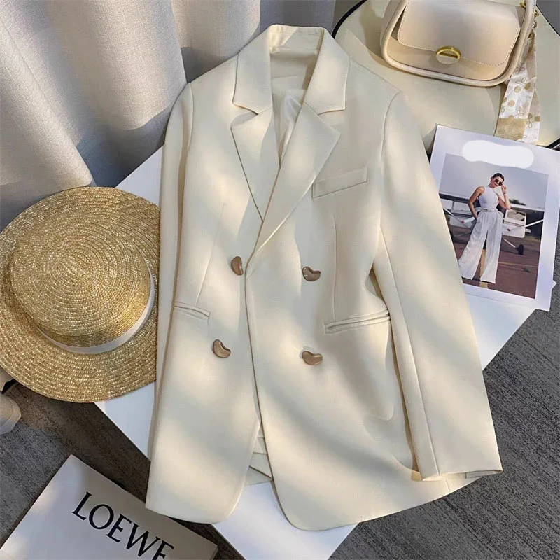 High-End Metal Buttons Office Lady Blazers Elegant French Style Retro Long Sleeve Blazer Simple and Stylish Casual Suit Jacket