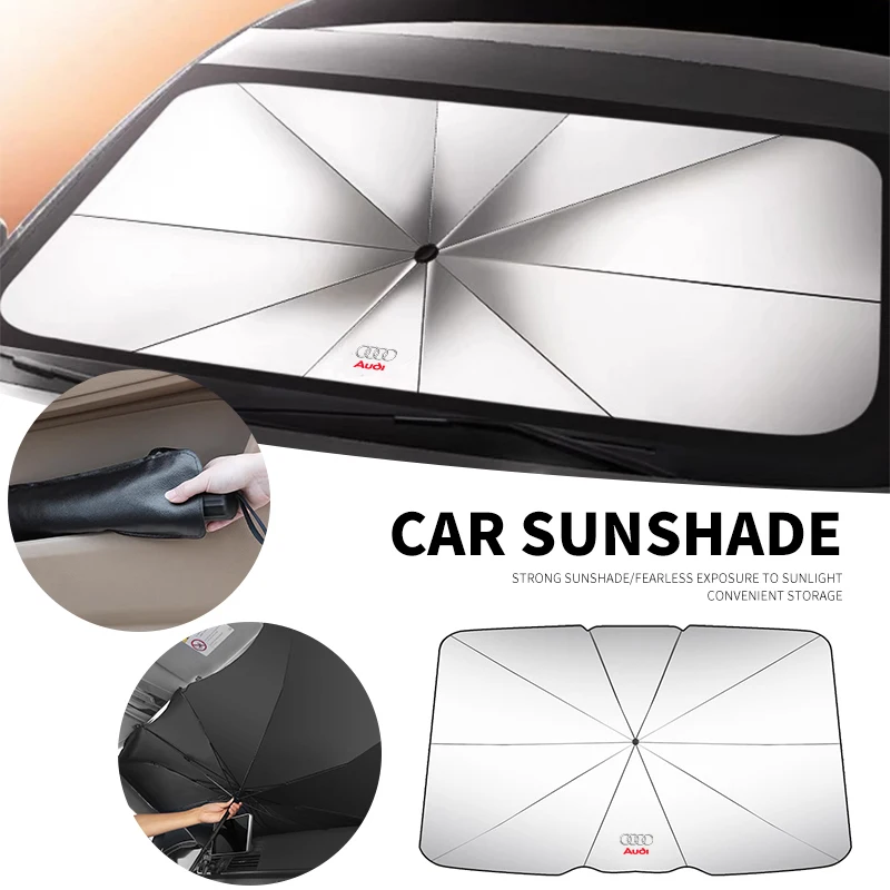 

Car Logo Foldable Sun Umbrella Windshield UV Sun Shade Umbrella For Audi A7 A3 A4 A6 A5 Q5 A1 Q7 Q3 Q4 TT SQ5 RSQ3 RSQ8 S3 S4