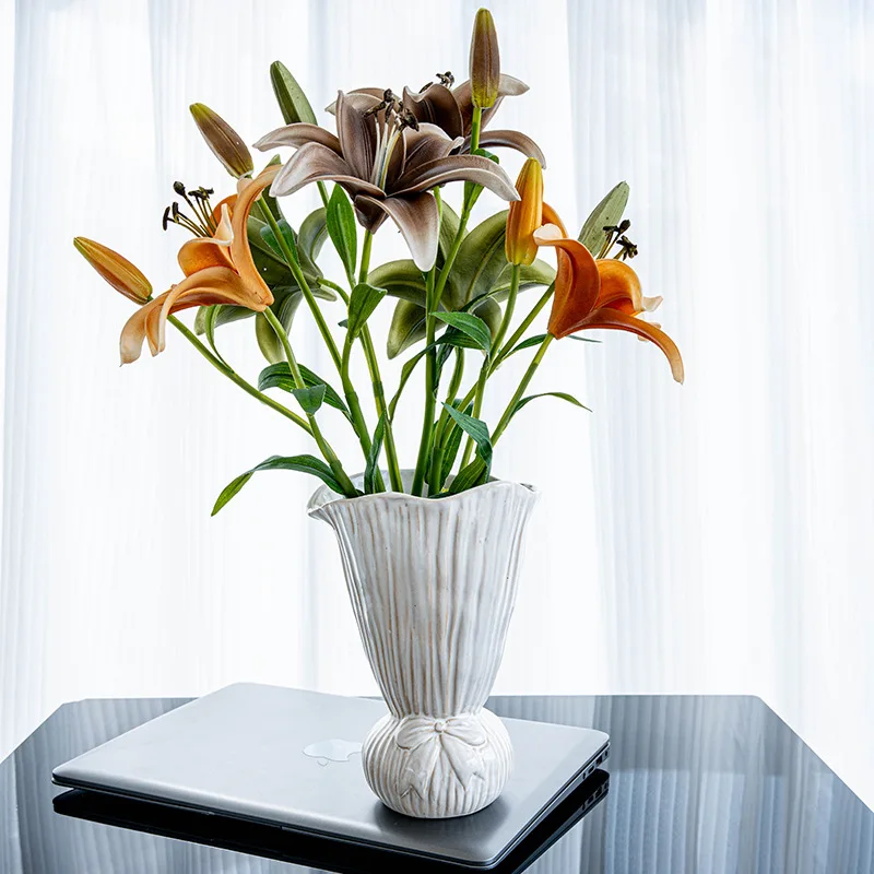 CAPIRON Nordic Ceramic Vase Handmade Modern Art Home Decor Living Room Console Tabletop Decoration Centerpiece Flower Pot Gift