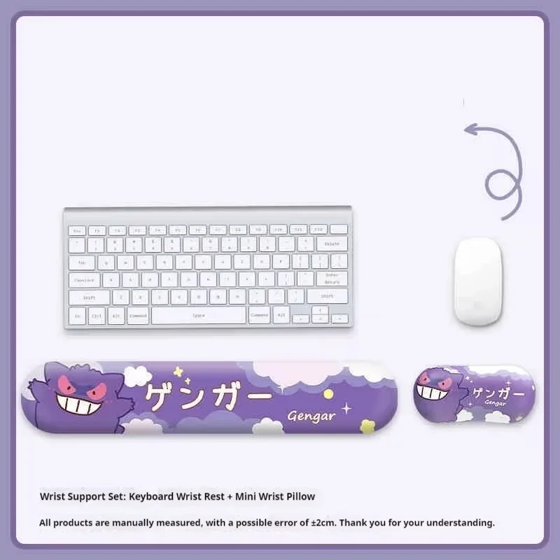 Alfombrilla de ratón con reposamuñecas de dibujos animados de Gengar Jigglypuff Pikachu, alfombrilla de teclado con soporte de muñeca de silicona para mujer, regalo de uso de oficina