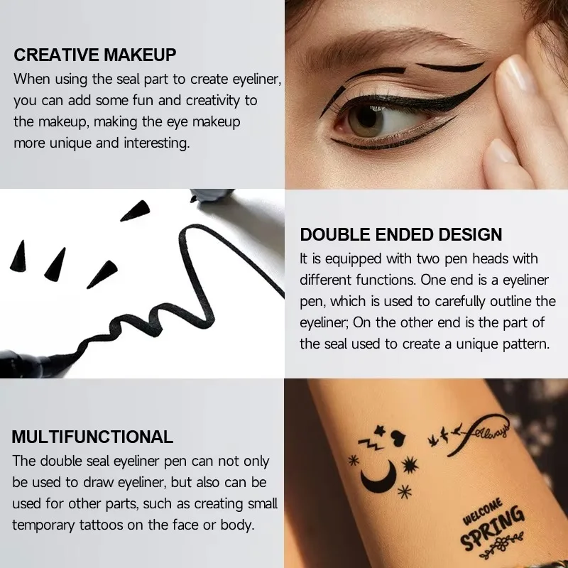 Black Liquid Eyeliner, Long Lasting, Quick Drying, Waterproof, Fine Tip, Suitable for Daily Use