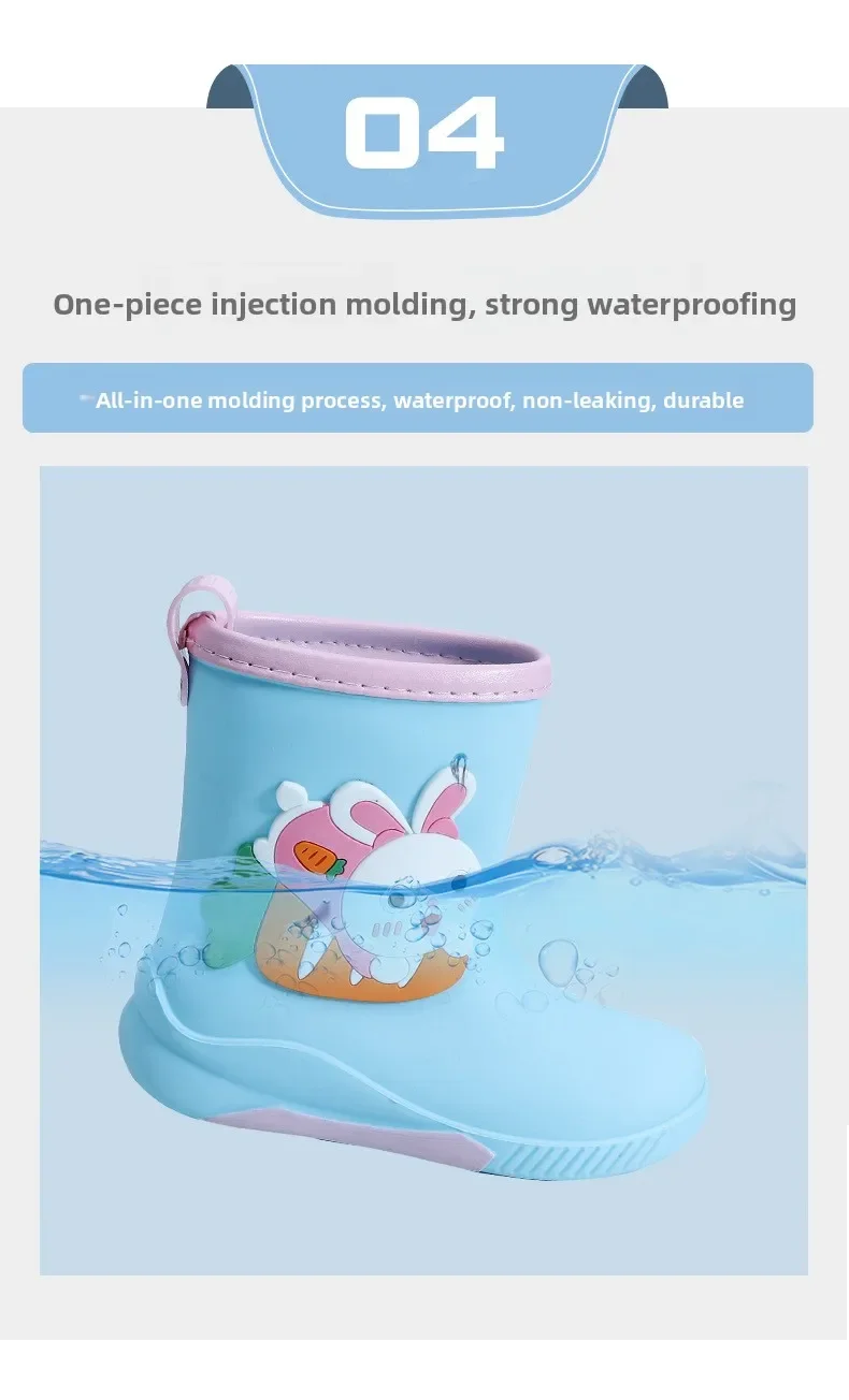 Kinder-Regenstiefel für Jungen und Mädchen, rutschfeste EVA-Outdoor-Cartoon-Dinosaurier-Regenstiefel für Kinder, wasserdichte Schuhe, Wasserschuhe für Mädchen – Detail 15