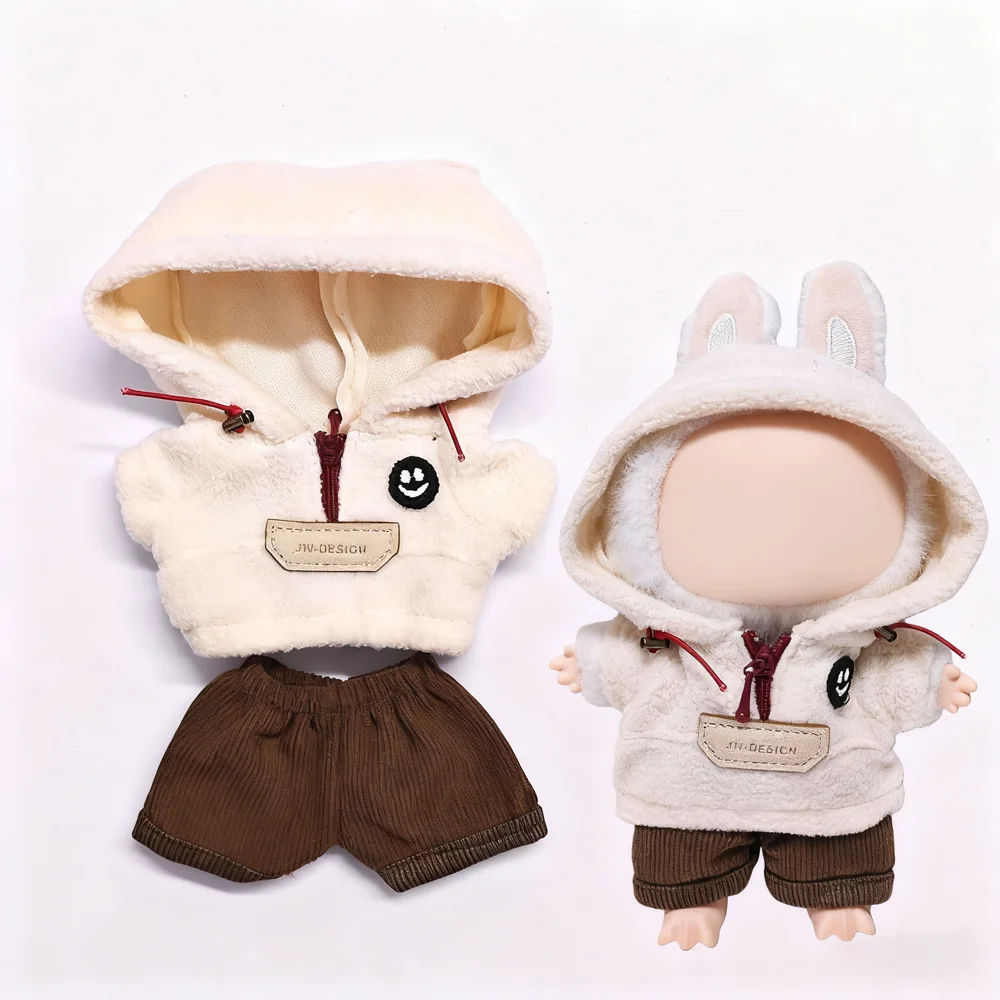 Ubranka dla mini lalek, akcesoria do lalek Labubu 17 cm, koreański idol, dekoracja, ubranka dla lalek z bawełny, polarowy zimowy komplet